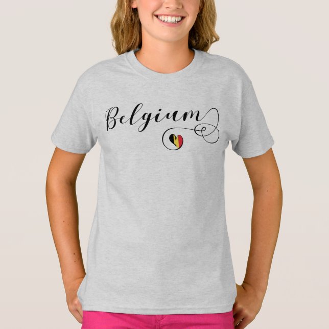 Belgien Herz-Tee-Shirt, belgische Flagge T-Shirt (Vorderseite)