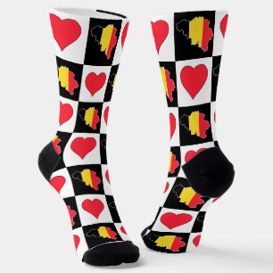 Belgien Herzmuster Belgische Flagge Karte Socken