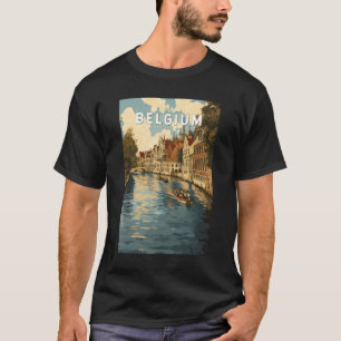 Belgien Illustration Reise Kunst Vintage T-Shirt