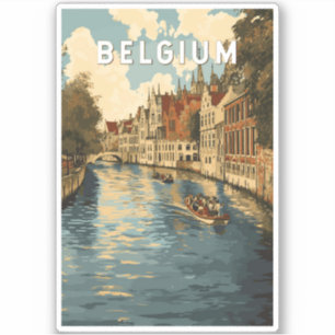 Belgien Illustration Travel Art Vintag Aufkleber