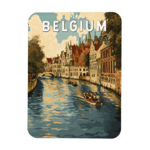 Belgien Illustration Travel Art Vintag Magnet