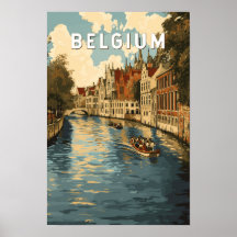 Belgien Illustration Travel Art Vintag