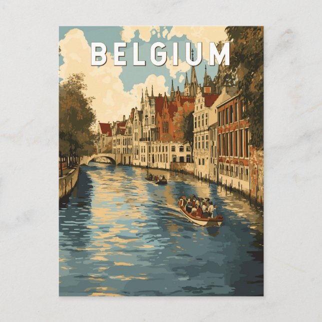 Belgien Illustration Travel Art Vintag Postkarte (Vorderseite)