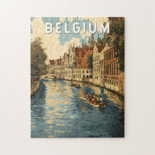 Belgien Illustration Travel Art Vintag Puzzle