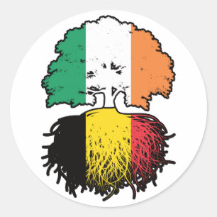 Belgien - Irish Ireland Tree Roots Flag Runder Aufkleber
