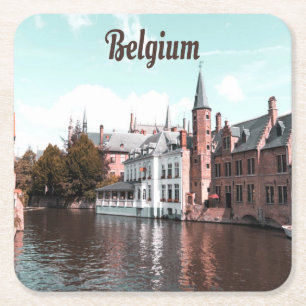 Belgien Kanal Brüssel Rechteckiger Pappuntersetzer
