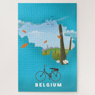 Belgien-Karte Reiseplakat Druck. Puzzle