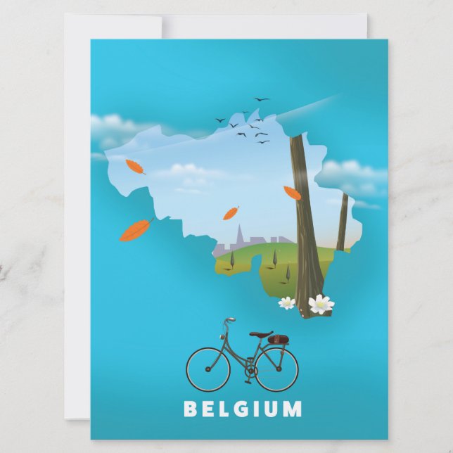Belgien Karte Reiseplakat drucken. (Vorderseite)