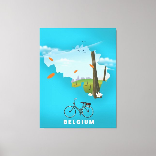 Belgien Karte Reiseplakat drucken. Leinwanddruck (Vorderseite)