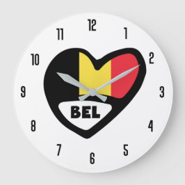 Belgien Ländercode BEL België Flaggenherz Große Wanduhr