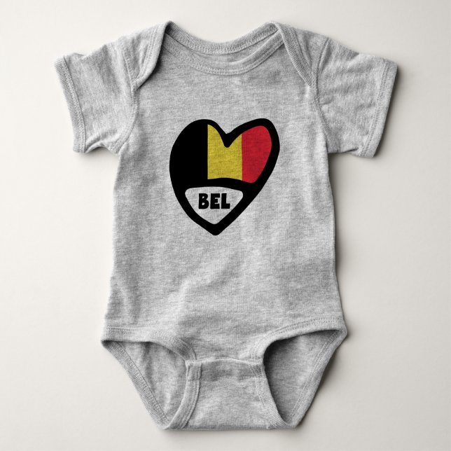Belgien Ländercode Flag Herz BEL Baby Strampler (Vorderseite)