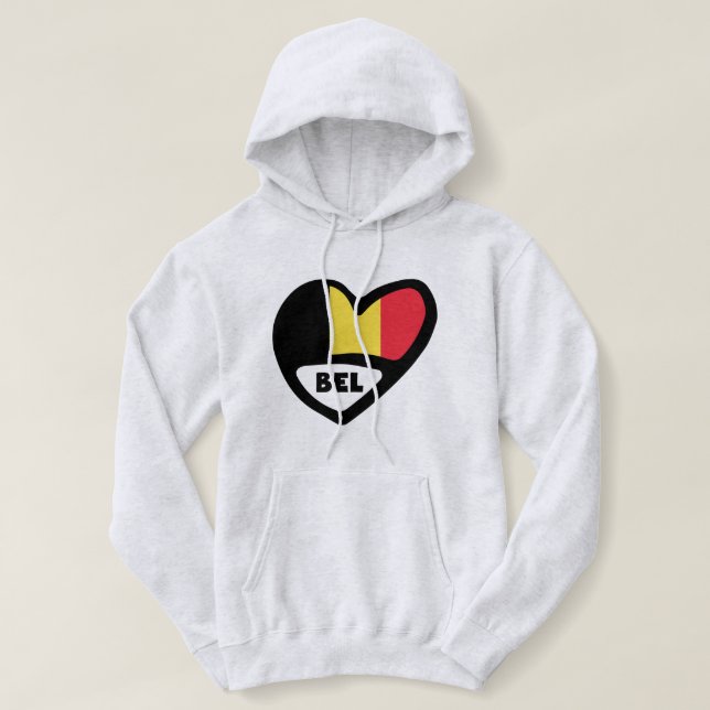 Belgien Ländercode Flag Herz BEL Hoodie (Design vorne)
