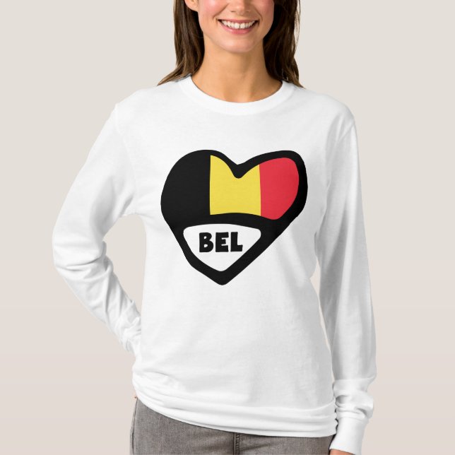 Belgien Ländercode Flag Herz BEL T-Shirt (Vorderseite)
