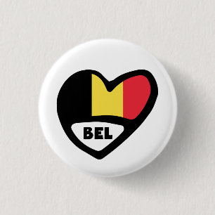 Belgien Ländercode Flagge Herz Pin Abzeichen, BEL Button