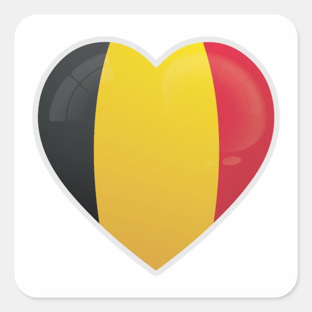 Belgien Liebe Icon Quadratischer Aufkleber (Vorderseite)