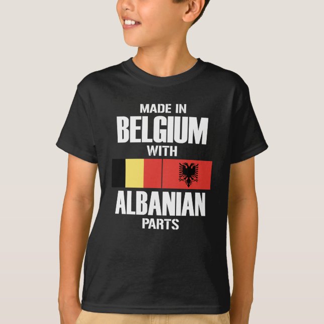 Belgien mit albanischen PARTS T-Shirt (Vorderseite)