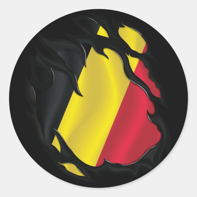 Belgien Rippfahne Runder Aufkleber (Vorderseite)
