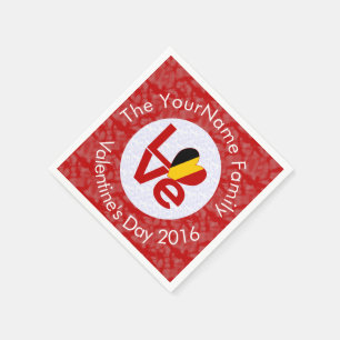 Belgien Rot LOVE Flag Personalisiert  Serviette
