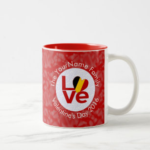 Belgien Rot LOVE Flag Personalisiert  Zweifarbige Tasse