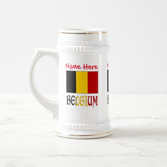 Belgien - Rote Personalisierung der belgischen Fla Bierglas (Links)