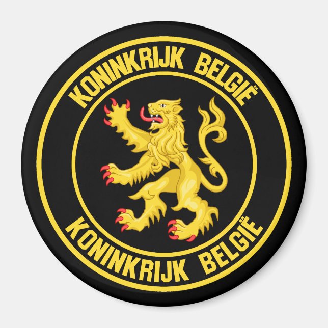 Belgien Runde Emblem Magnet (Vorne)