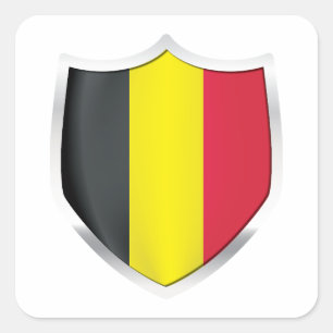 Belgien Silver Shield Flag Quadratischer Aufkleber