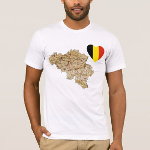 Belgien T - Shirt Flag Herz und Karte