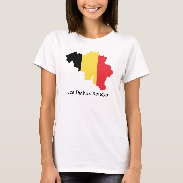 Belgien T - Shirt "Flag Map Les Diables Routers" (Vorderseite)