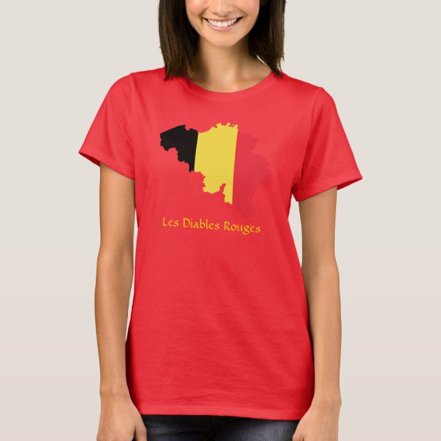 Belgien T - Shirt "Flag Map Les Diables Routers" (Vorderseite)