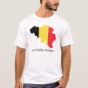 Belgien T - Shirt "Flag Map Les Diables Routers"