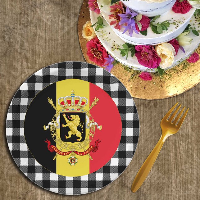 Belgien - Tafel, Büffel kariert & belgische Flagge Pappteller (Von Creator hochgeladen)