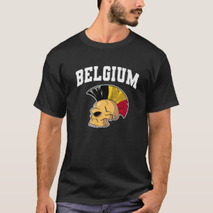 Belgien Ultras Mohawk Skull. Nationale Sporthilfe T-Shirt
