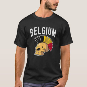 Belgien Ultras Mohawk Skull. Unterstützung nationa T-Shirt