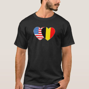 Belgien & USA Flag Twin Heart für belgische Amerik T-Shirt