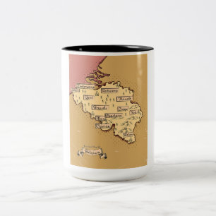 Belgien Vintage Reisekarte Zweifarbige Tasse