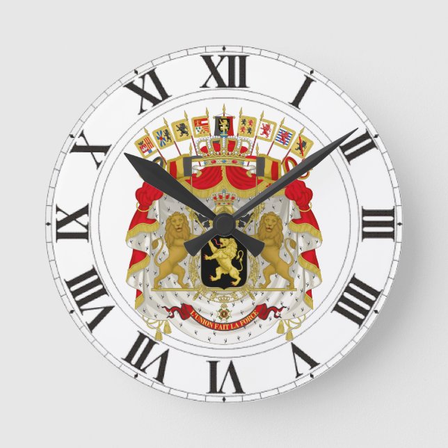 Belgien-Wappen Runde Wanduhr (Vorderseite)