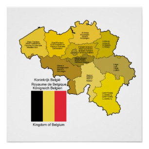 Belgienkarte und -flagge poster