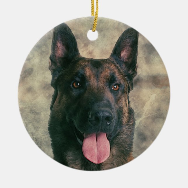 Belgier Malinois - belgischer Schäfer - Maligator Keramik Ornament (Vorne)