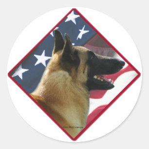 Belgier Malinois Flagge 2 Runder Aufkleber