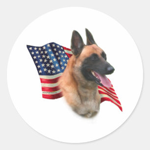 Belgier Malinois Flagge Runder Aufkleber