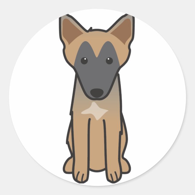Belgier Malinois HundeCartoon Runder Aufkleber (Vorderseite)