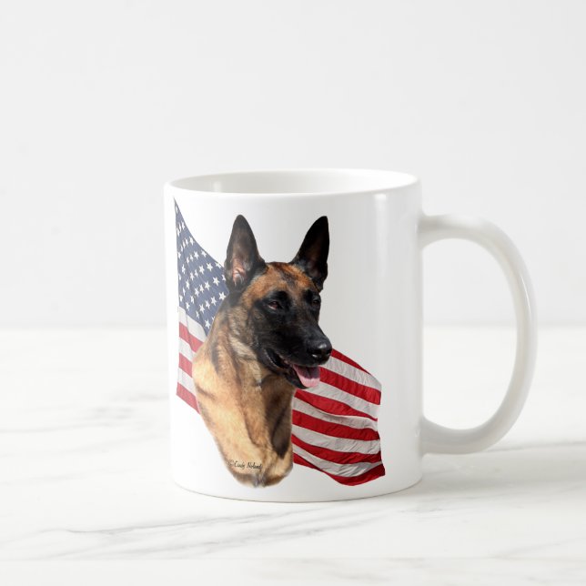 Belgier Malinois Kopf mit der Flaggen-Tasse Kaffeetasse (Rechts)