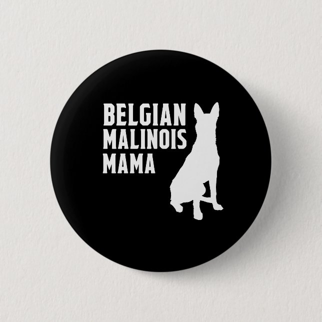 Belgier Malinois Mutter Silhouette Button (Vorderseite)
