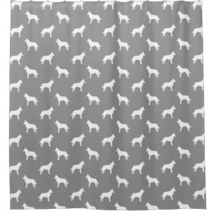 Belgier Malinois Silhouette-Muster-Grau Duschvorhang