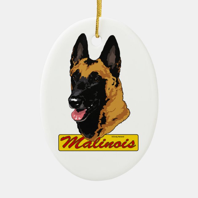 Belgier Malinois Verzierung Keramikornament (Vorne)
