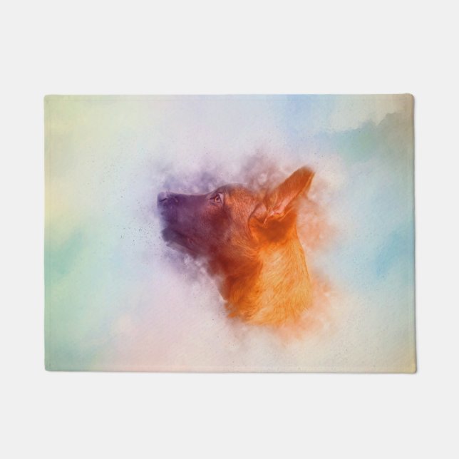 Belgier Malinois Welpen-Malerei - Mechelaar Fußmatte (Vorderseite)