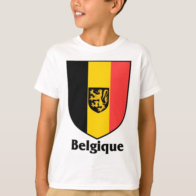 Belgique-Wappen-/Belgien-Flagge T-Shirt (Vorderseite)