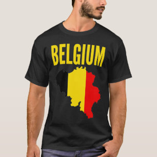 Belgisch Belgien Länderkarte Flagge T-Shirt