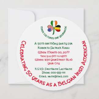 Belgisch Irisches USA Kleeblatt Personalisiert Geb Einladung