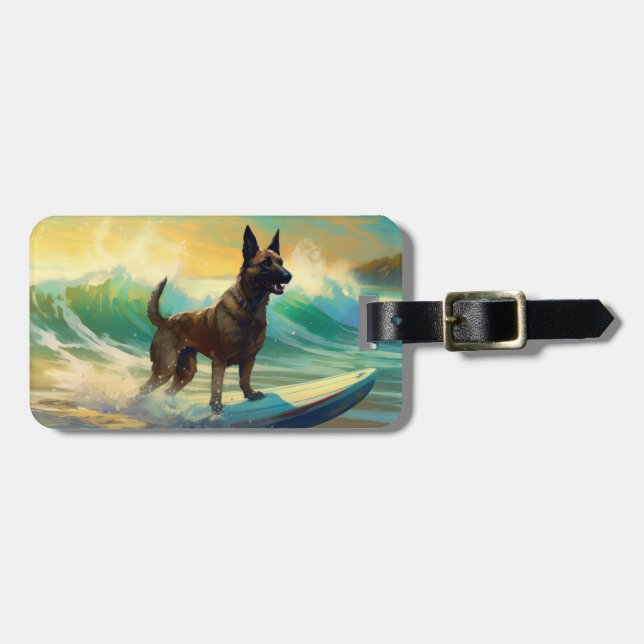 Belgisch Malinoi Beach Surfmalerei Gepäckanhänger (Vorderseite horizontal)